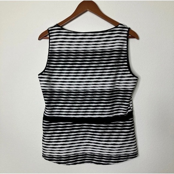 White House Black Market Tank Top Womens L Black White Striped Business Basics - Picture 2 of 8